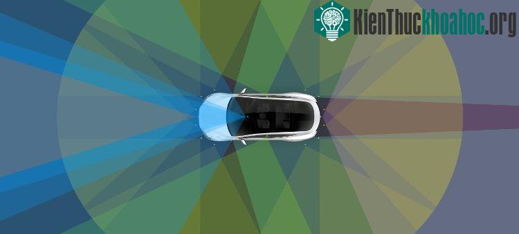 Hệ thống 12 cảm biến sóng siêu âm trên xe Tesla.