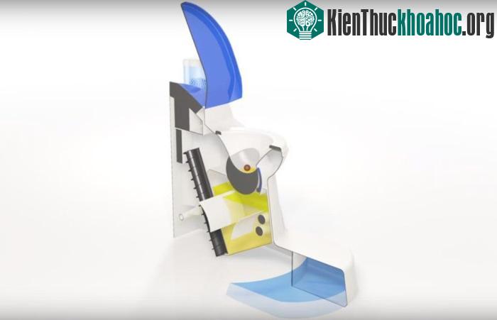 Các chất thải rắn và mầm bệnh được đưa đến một buồng thứ 2 bằng vít trôn ốc Archimedes.