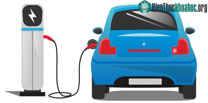 Minh họa xe điện đang sạc pin.