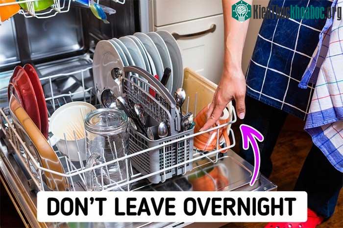 Để bát đĩa bẩn trong máy rửa bát qua đêm