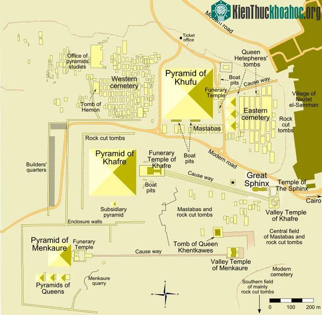Sơ đồ kim tự tháp Giza.