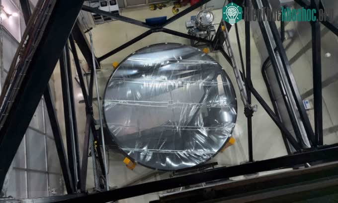 Mặt gương thủy ngân lỏng được màng mylar mỏng phủ lên.