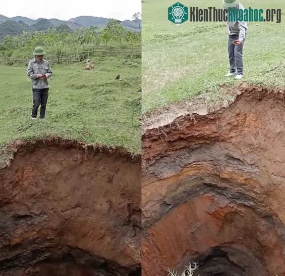 Hố "tử thần" xuất hiện tại khu vực đất sản xuất bằng phẳng.