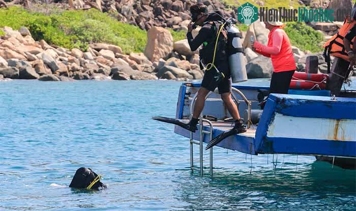 Du khách vẫn chọn hình thức lặn biển ngắm san hô ở khu vực Hòn Mun.