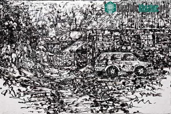 Bức tranh mang tên: "Cảnh quan Soweto 1".