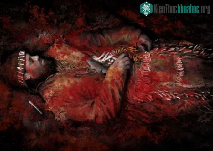 &nbsp;Tái hiện một trong những nơi chôn cất người tiền sử trên đảo Yuzhniy Oleniy Ostrov, ở Karelia, Nga.