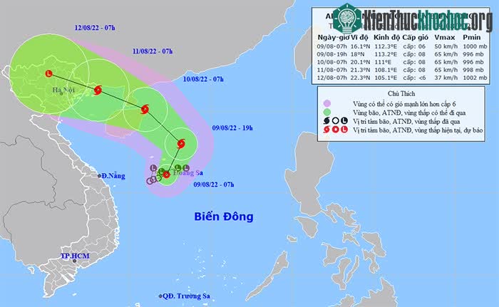 Dự báo trong ngày hôm nay, 9-8, áp thấp nhiệt đới có khả năng mạnh lên thành bão.