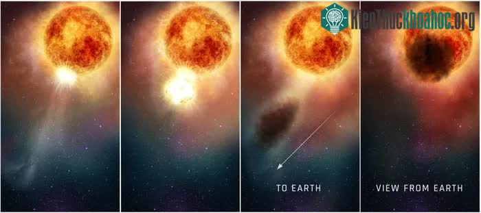 Hình ảnh ngôi sao Betelgeuse phát nổ một phần bề mặt, được chụp bởi Kính Viễn vọng Không gian Hubble.
