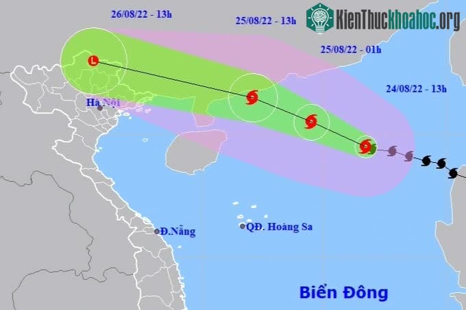 Vị trí và hướng di chuyển của bão số 3.