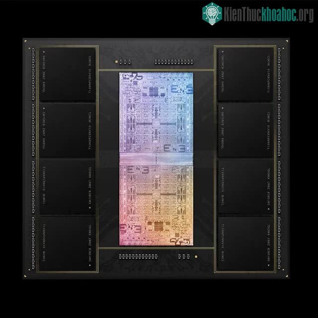 Chip M1 Ultra của Apple, về cơ bản là 2 chip M1 Max ghép lại với nhau để gia tăng hiệu năng.