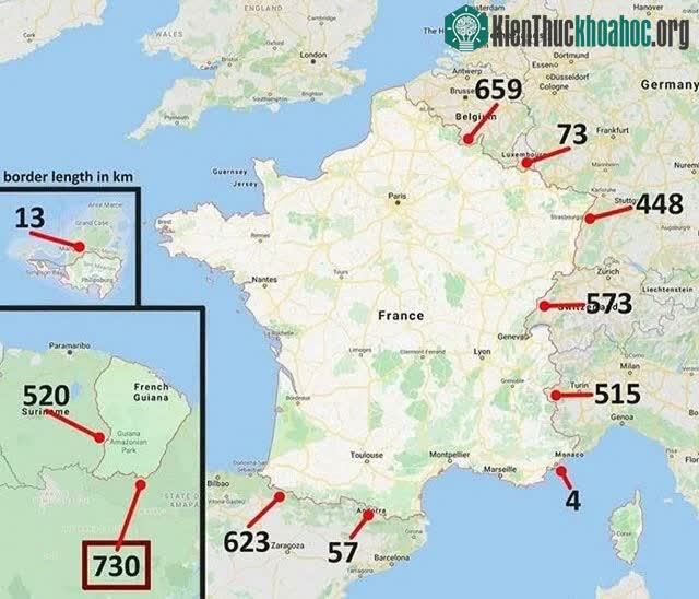 Biên giới dài nhất của Pháp với một quốc gia khác là với... Brazil.