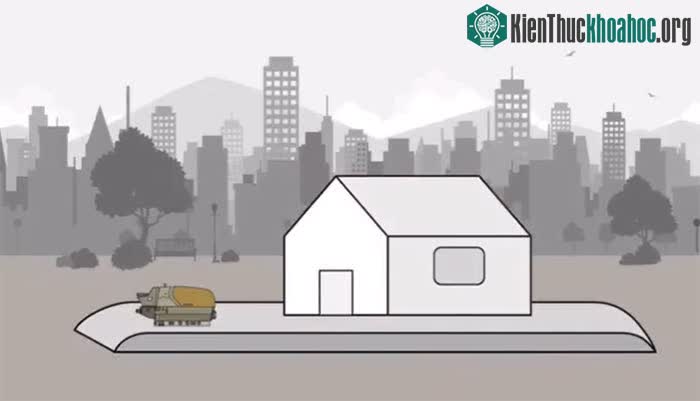 Kiểu nhà này được xây bằng cách bơm bê tông vào trong một cấu trúc khuôn giống như đệm hơi.