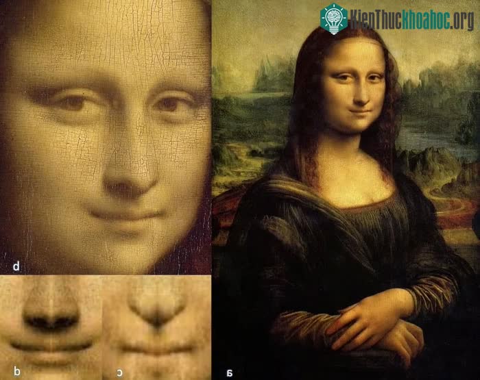 Nụ cười của Mona Lisa phía bên trái (ảnh c) và nụ cười phía bên phải (ảnh d) tạo cảm giác đối lập nhau