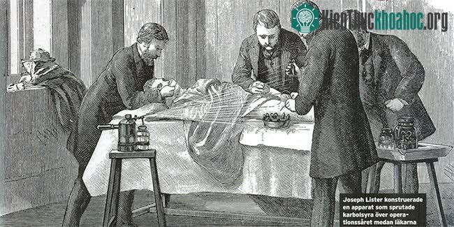 Bác sĩ Joseph Lister tìm ra vai trò của chất sát trùng trong khống chế bệnh lây nhiễm.