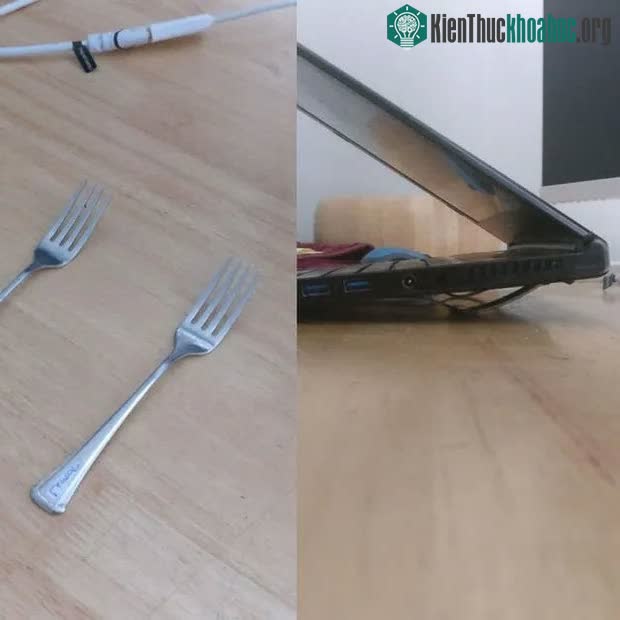 Dùng dĩa như một tấm làm mát máy tính xách tay