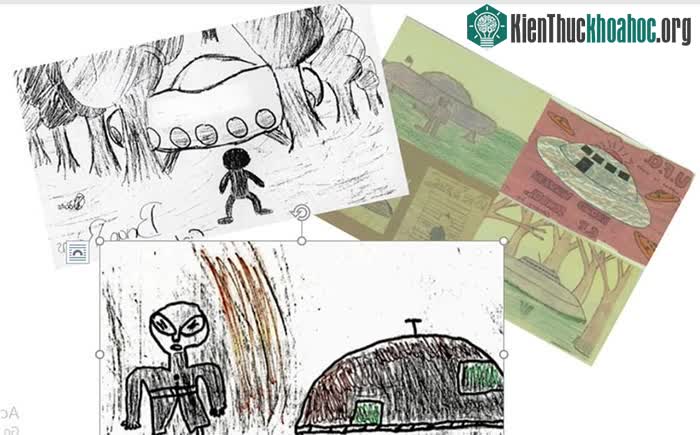 UFO và người ngoài hành tinh qua nét vẽ của các học sinh chứng kiến.