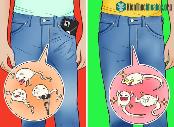 Để điện thoại ở túi quần trước