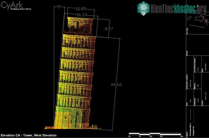 Ảnh quét 3D bằng laser của tòa tháp.