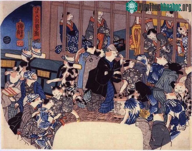 Tác phẩm Hazy Moon cat, Sheng (1846) của Utagawa Kuniyoshi