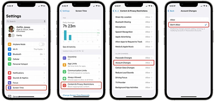Các bước mật tính năng mật khẩu thời gian sử dụng trên iPhone.