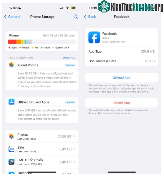 iPhone có tính năng tự động xóa tạm thời ứng dụng ít sử dụng.