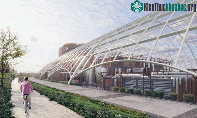 Thiết kế của nhà máy điện nhiệt hạch thương mại thử nghiệm của Tokamak Energy nhìn từ bên ngoài.