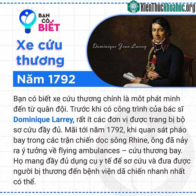 Xe cứu thương là một phát minh của bác sĩ Dominique Larrey