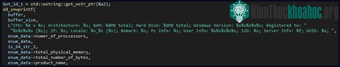 Dữ liệu hệ thống được gửi lên máy chủ malware