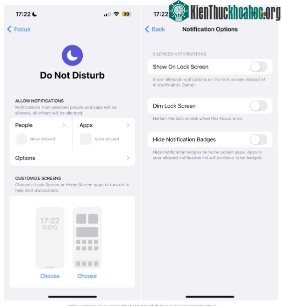 Khác với Android, người dùng có thể cá nhân hóa chế độ tập trung của riêng mình trên iPhone.