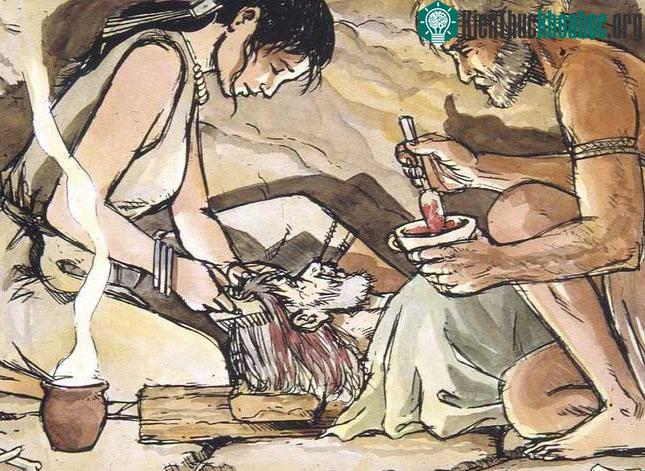 Diễn giải của một nghệ sĩ về nghi lễ nhuộm tóc bên trong hang động.