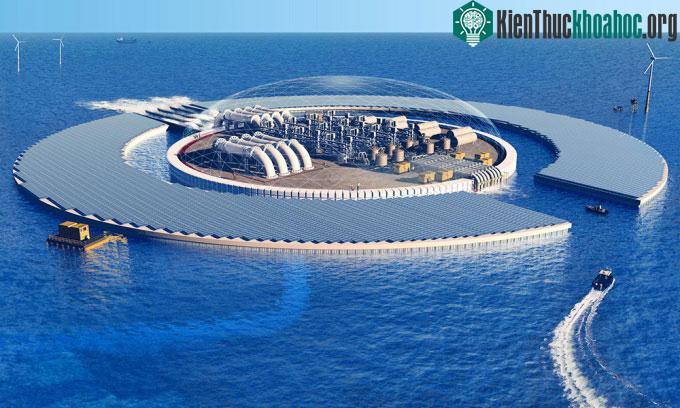 Mô phỏng một cơ sở quy mô lớn của Captura nhằm tách lọc CO2 từ nước biển.