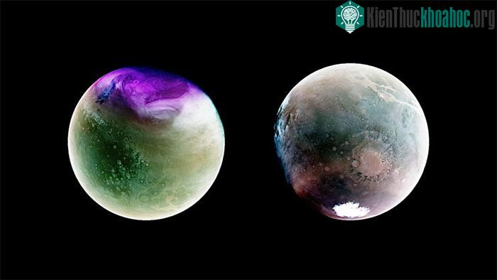 Tàu MAVEN của NASA chụp lại bức ảnh Hỏa tinh với ánh sáng cực tím.