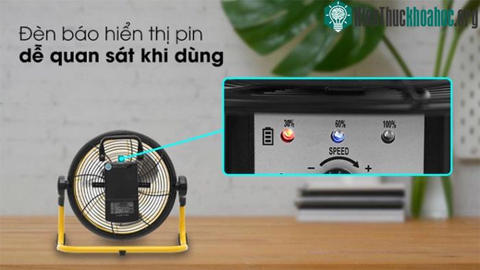 Một số loại quạt có đèn tín hiệu cảnh báo phục vụ cho việc sạc điện.
