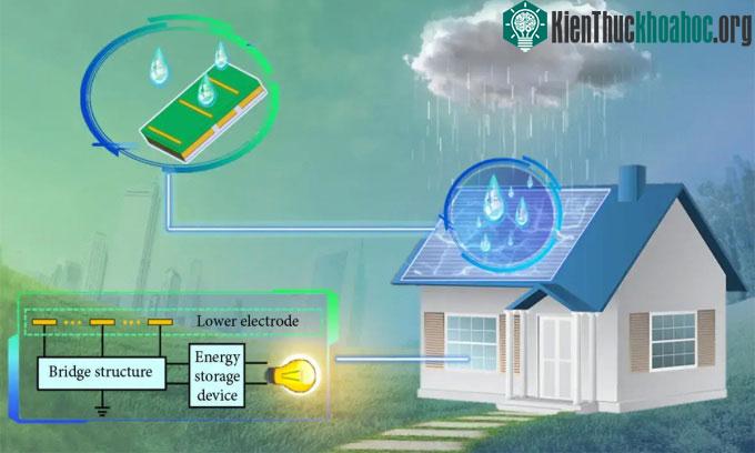 Mô phỏng các D-TENG sản xuất điện từ mưa.