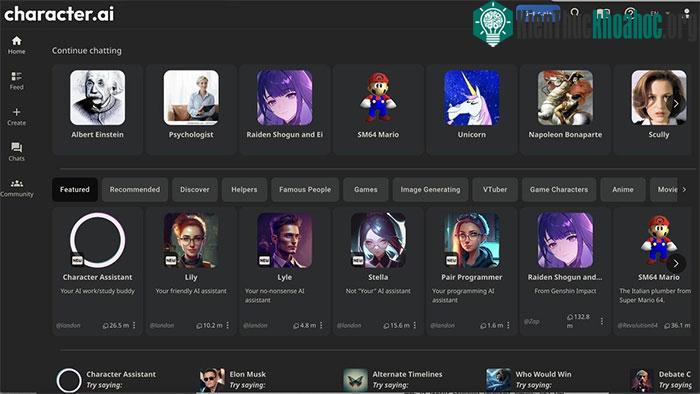 Character.AI cho phép người dùng tự tạo chatbot mô phỏng bất cứ ai