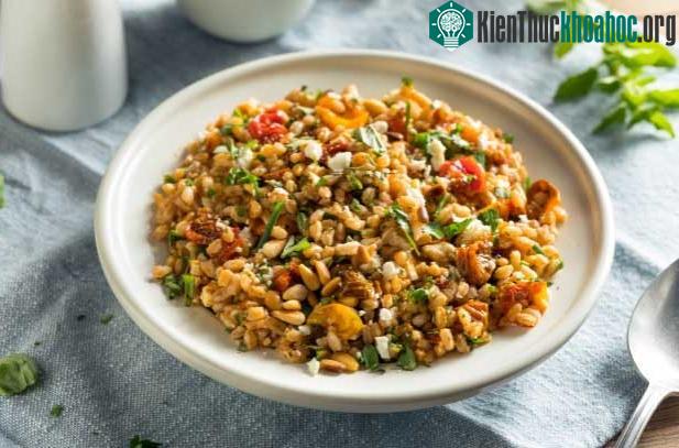 Farro được sử dụng để làm salad.