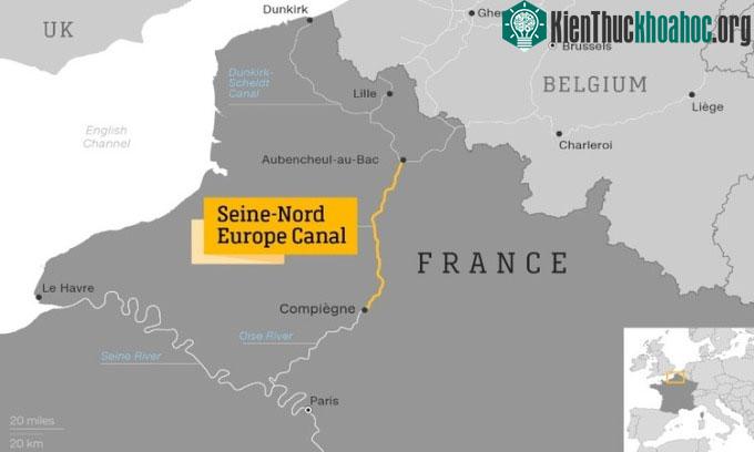 Lộ trình của kênh đào Seine-Nord Europe.