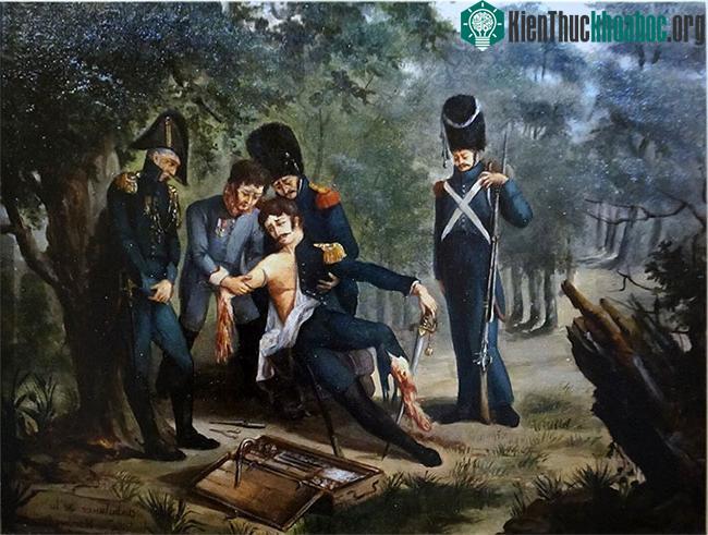 Cảnh Dominique Jean Larrey cưa tay "cấp cứu" ở chiến trường Hanau.