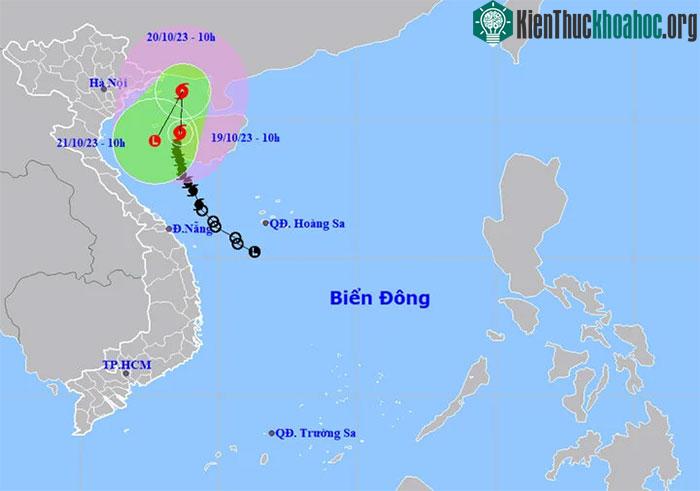 Dự báo đường đi của bão số 5.
