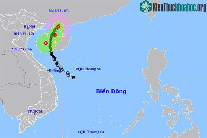 Vị trí và dự báo đường đi của áp thấp nhiệt đới.