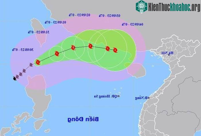 Dự báo vị trí và hướng di chuyển của bão SAOLA.