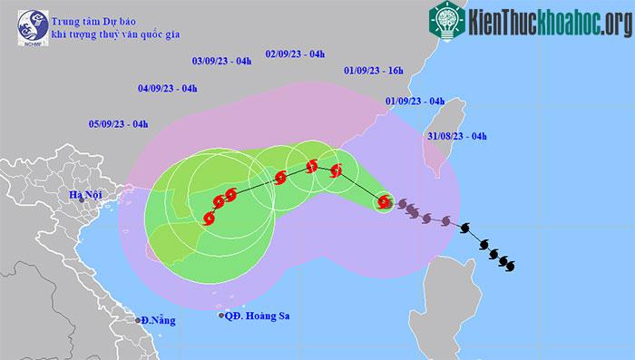 Dự báo đường đi của bão số 3.