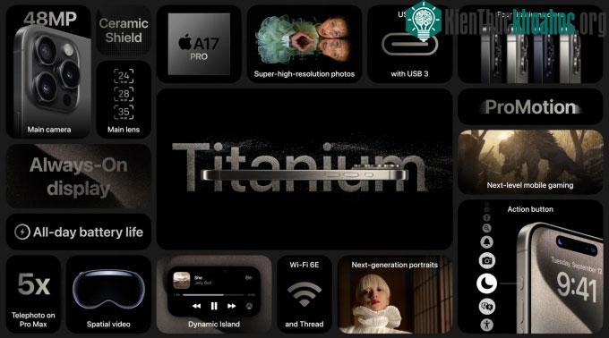Dòng sản phẩm iPhone 15 được làm từ hợp kim titan