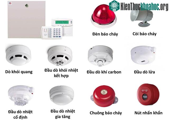 Các thành phần của hệ thống báo chay gia đình.