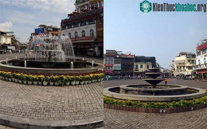 Đài phun nước Long Vân ngay sát Hồ Gươm.