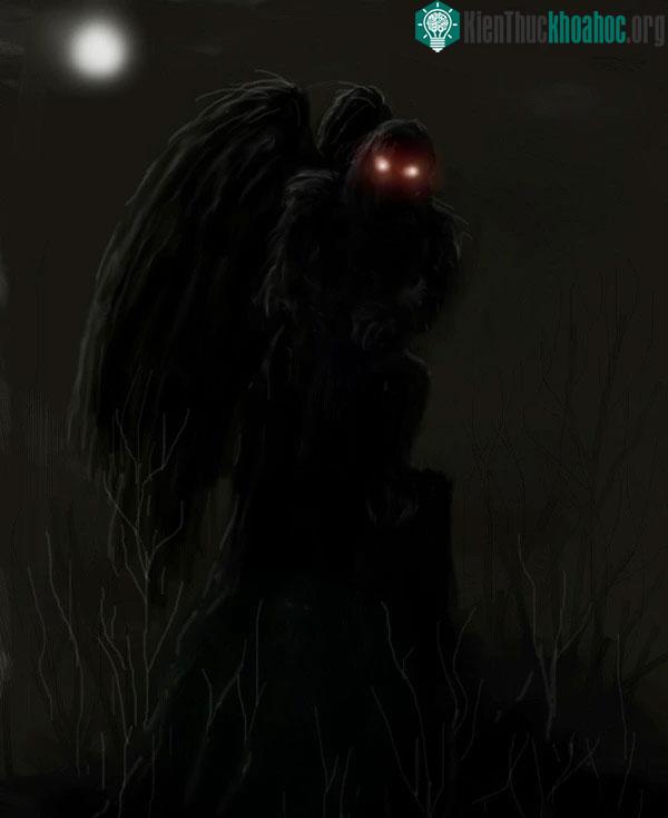 Mothman được mô tả là một sinh vật hình người có cánh