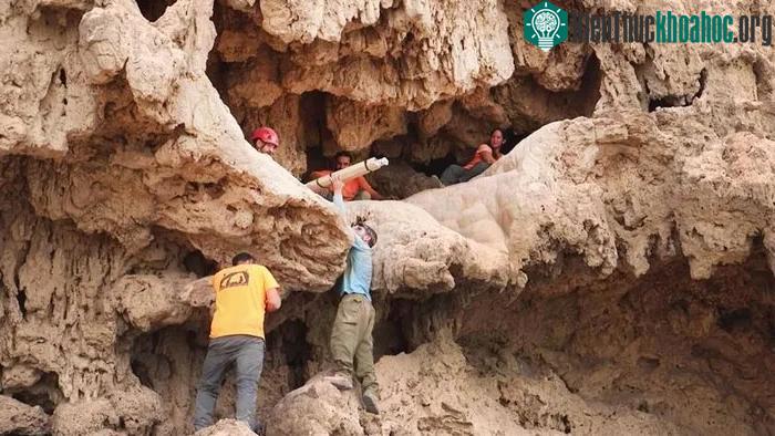 Các thanh kiếm được giấu trong một khe sâu ở tầng trên của hang động.