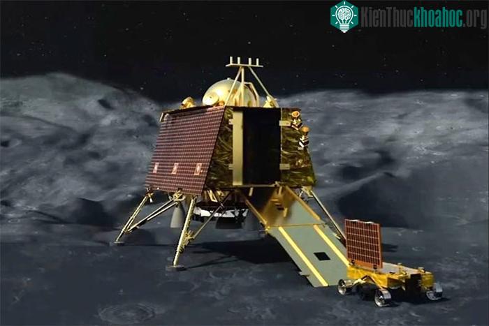Hình ảnh mô phỏng tàu đổ bộ Vikram và tàu thám hiểm Pragyan của sứ mệnh Chandrayaan-3