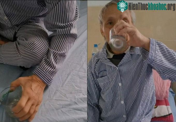 Bệnh nhân có thể cầm ly và uống nước sau khi sử dụng thiết bị của nhóm.