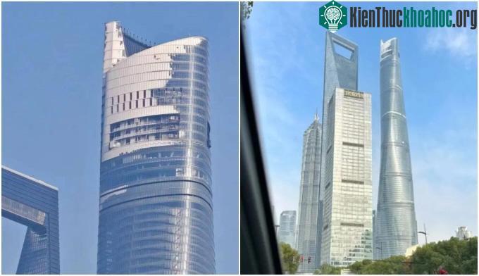 Các tầng trên cùng của Tháp Thượng Hải bị băng tuyết phủ kín.